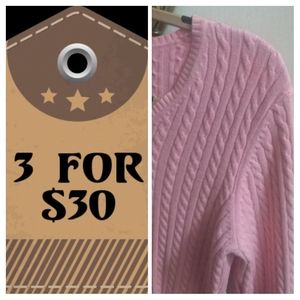Pastel Pink Cable knit sweater